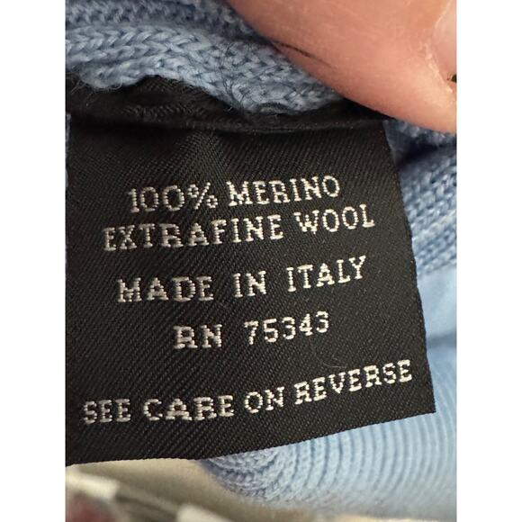 Marco Fiori Merino Wool V Neck Sweater Light Blue Extra Fine Made in Italy M - Picture 7 of 8